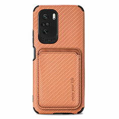 Custodia Silicone Ultra Sottile Morbida Cover con Magnetico S03D per Xiaomi Redmi K40 Pro+ Plus 5G Marrone