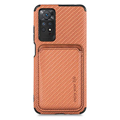 Custodia Silicone Ultra Sottile Morbida Cover con Magnetico S03D per Xiaomi Redmi Note 11 Pro 5G Marrone