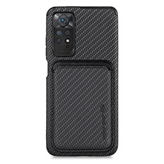 Custodia Silicone Ultra Sottile Morbida Cover con Magnetico S03D per Xiaomi Redmi Note 11 Pro 5G Nero