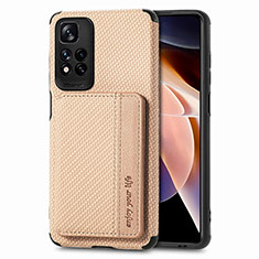 Custodia Silicone Ultra Sottile Morbida Cover con Magnetico S03D per Xiaomi Redmi Note 11 Pro+ Plus 5G Oro