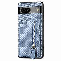 Custodia Silicone Ultra Sottile Morbida Cover con Magnetico S04D per Google Pixel 7a 5G Blu