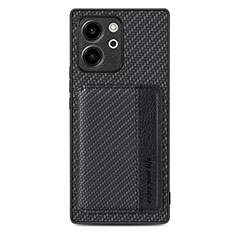 Custodia Silicone Ultra Sottile Morbida Cover con Magnetico S04D per Huawei Honor 80 SE 5G Nero