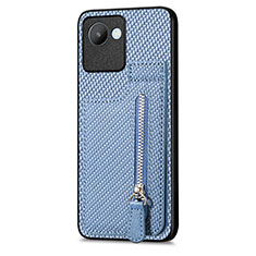 Custodia Silicone Ultra Sottile Morbida Cover con Magnetico S04D per Realme C30 Blu