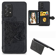 Custodia Silicone Ultra Sottile Morbida Cover con Magnetico S04D per Samsung Galaxy A52 5G Nero