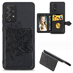 Custodia Silicone Ultra Sottile Morbida Cover con Magnetico S04D per Samsung Galaxy A52s 5G Nero