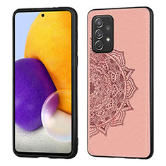 Custodia Silicone Ultra Sottile Morbida Cover con Magnetico S04D per Samsung Galaxy A72 5G Oro Rosa