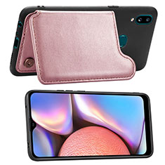 Custodia Silicone Ultra Sottile Morbida Cover con Magnetico S04D per Samsung Galaxy M01s Oro Rosa