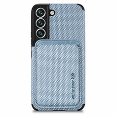 Custodia Silicone Ultra Sottile Morbida Cover con Magnetico S04D per Samsung Galaxy S22 5G Blu