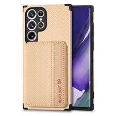 Custodia Silicone Ultra Sottile Morbida Cover con Magnetico S04D per Samsung Galaxy S22 Ultra 5G Oro