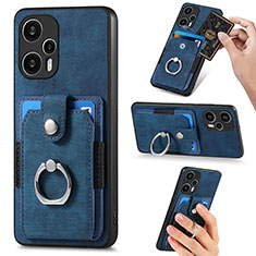 Custodia Silicone Ultra Sottile Morbida Cover con Magnetico S04D per Xiaomi Poco F5 5G Blu