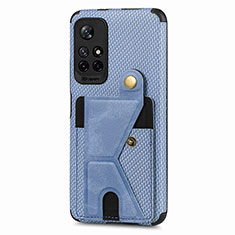 Custodia Silicone Ultra Sottile Morbida Cover con Magnetico S04D per Xiaomi Poco M4 Pro 5G Blu