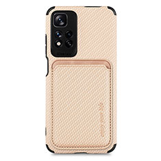 Custodia Silicone Ultra Sottile Morbida Cover con Magnetico S04D per Xiaomi Poco X4 NFC Oro