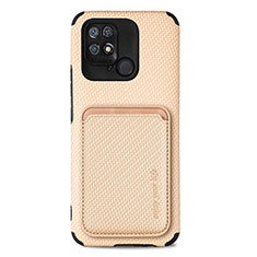 Custodia Silicone Ultra Sottile Morbida Cover con Magnetico S04D per Xiaomi Redmi 10C 4G Oro