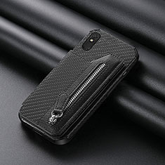 Custodia Silicone Ultra Sottile Morbida Cover con Magnetico S04D per Xiaomi Redmi 9i Nero