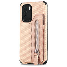 Custodia Silicone Ultra Sottile Morbida Cover con Magnetico S04D per Xiaomi Redmi K40 Pro 5G Oro