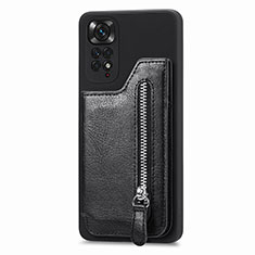 Custodia Silicone Ultra Sottile Morbida Cover con Magnetico S04D per Xiaomi Redmi Note 11 4G (2022) Nero