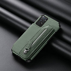 Custodia Silicone Ultra Sottile Morbida Cover con Magnetico S04D per Xiaomi Redmi Note 11 Pro 5G Verde