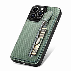 Custodia Silicone Ultra Sottile Morbida Cover con Magnetico S05D per Apple iPhone 15 Pro Max Verde