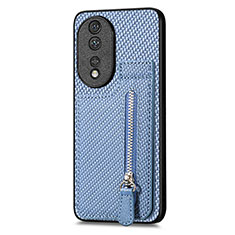 Custodia Silicone Ultra Sottile Morbida Cover con Magnetico S05D per Huawei Honor 80 5G Blu