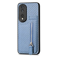 Custodia Silicone Ultra Sottile Morbida Cover con Magnetico S05D per Huawei Honor 80 Pro 5G Blu