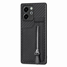 Custodia Silicone Ultra Sottile Morbida Cover con Magnetico S05D per Huawei Honor 80 SE 5G Nero