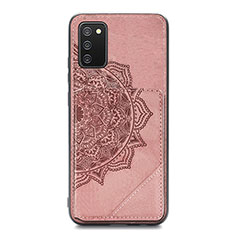 Custodia Silicone Ultra Sottile Morbida Cover con Magnetico S05D per Samsung Galaxy A02s Oro Rosa