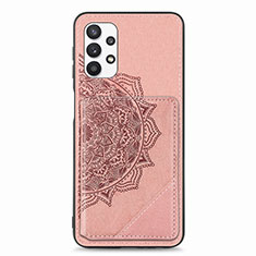 Custodia Silicone Ultra Sottile Morbida Cover con Magnetico S05D per Samsung Galaxy A32 4G Oro Rosa
