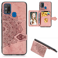 Custodia Silicone Ultra Sottile Morbida Cover con Magnetico S05D per Samsung Galaxy M31 Prime Edition Oro Rosa