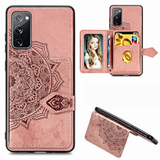 Custodia Silicone Ultra Sottile Morbida Cover con Magnetico S05D per Samsung Galaxy S20 FE 4G Oro Rosa