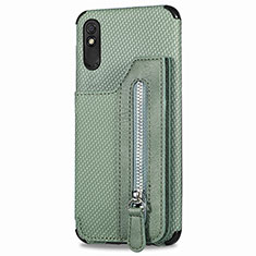 Custodia Silicone Ultra Sottile Morbida Cover con Magnetico S05D per Xiaomi Redmi 9A Verde