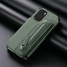 Custodia Silicone Ultra Sottile Morbida Cover con Magnetico S05D per Xiaomi Redmi K40 5G Verde