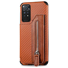 Custodia Silicone Ultra Sottile Morbida Cover con Magnetico S05D per Xiaomi Redmi Note 11 Pro 5G Marrone