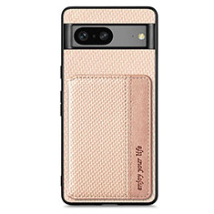 Custodia Silicone Ultra Sottile Morbida Cover con Magnetico S06D per Google Pixel 7a 5G Oro