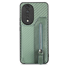 Custodia Silicone Ultra Sottile Morbida Cover con Magnetico S06D per Huawei Honor 80 5G Verde