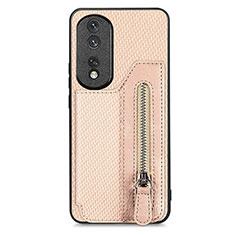 Custodia Silicone Ultra Sottile Morbida Cover con Magnetico S06D per Huawei Honor 80 Pro 5G Oro