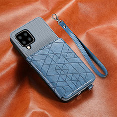 Custodia Silicone Ultra Sottile Morbida Cover con Magnetico S06D per Samsung Galaxy A22 4G Blu