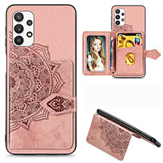 Custodia Silicone Ultra Sottile Morbida Cover con Magnetico S06D per Samsung Galaxy A32 5G Oro Rosa