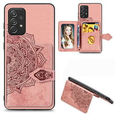 Custodia Silicone Ultra Sottile Morbida Cover con Magnetico S06D per Samsung Galaxy A72 4G Oro Rosa