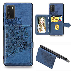 Custodia Silicone Ultra Sottile Morbida Cover con Magnetico S06D per Samsung Galaxy M02s Blu