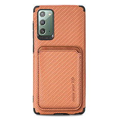 Custodia Silicone Ultra Sottile Morbida Cover con Magnetico S06D per Samsung Galaxy Note 20 5G Marrone