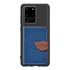 Custodia Silicone Ultra Sottile Morbida Cover con Magnetico S06D per Samsung Galaxy S20 Ultra 5G Blu