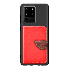 Custodia Silicone Ultra Sottile Morbida Cover con Magnetico S06D per Samsung Galaxy S20 Ultra Rosso