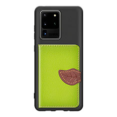 Custodia Silicone Ultra Sottile Morbida Cover con Magnetico S06D per Samsung Galaxy S20 Ultra Verde