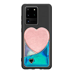 Custodia Silicone Ultra Sottile Morbida Cover con Magnetico S07D per Samsung Galaxy S20 Ultra Blu