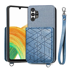 Custodia Silicone Ultra Sottile Morbida Cover con Magnetico S08D per Samsung Galaxy A13 4G Blu