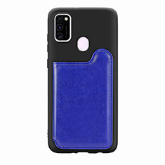 Custodia Silicone Ultra Sottile Morbida Cover con Magnetico S08D per Samsung Galaxy M21 Blu