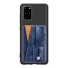 Custodia Silicone Ultra Sottile Morbida Cover con Magnetico S08D per Samsung Galaxy S20 Plus Blu