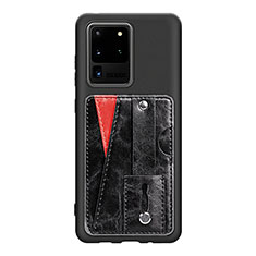 Custodia Silicone Ultra Sottile Morbida Cover con Magnetico S08D per Samsung Galaxy S20 Ultra Nero