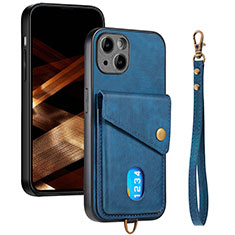 Custodia Silicone Ultra Sottile Morbida Cover con Magnetico S09D per Apple iPhone 15 Plus Blu