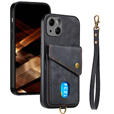 Custodia Silicone Ultra Sottile Morbida Cover con Magnetico S09D per Apple iPhone 15 Plus Nero